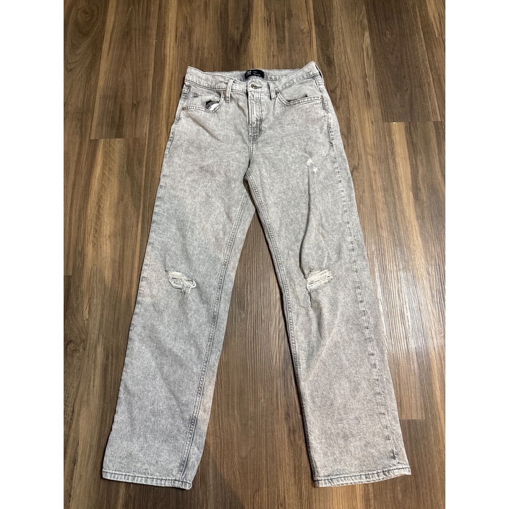 Gap‎ 90s Loose Jeans Womens 4/27R Gray Distressed High Rise Acid Wash Denim